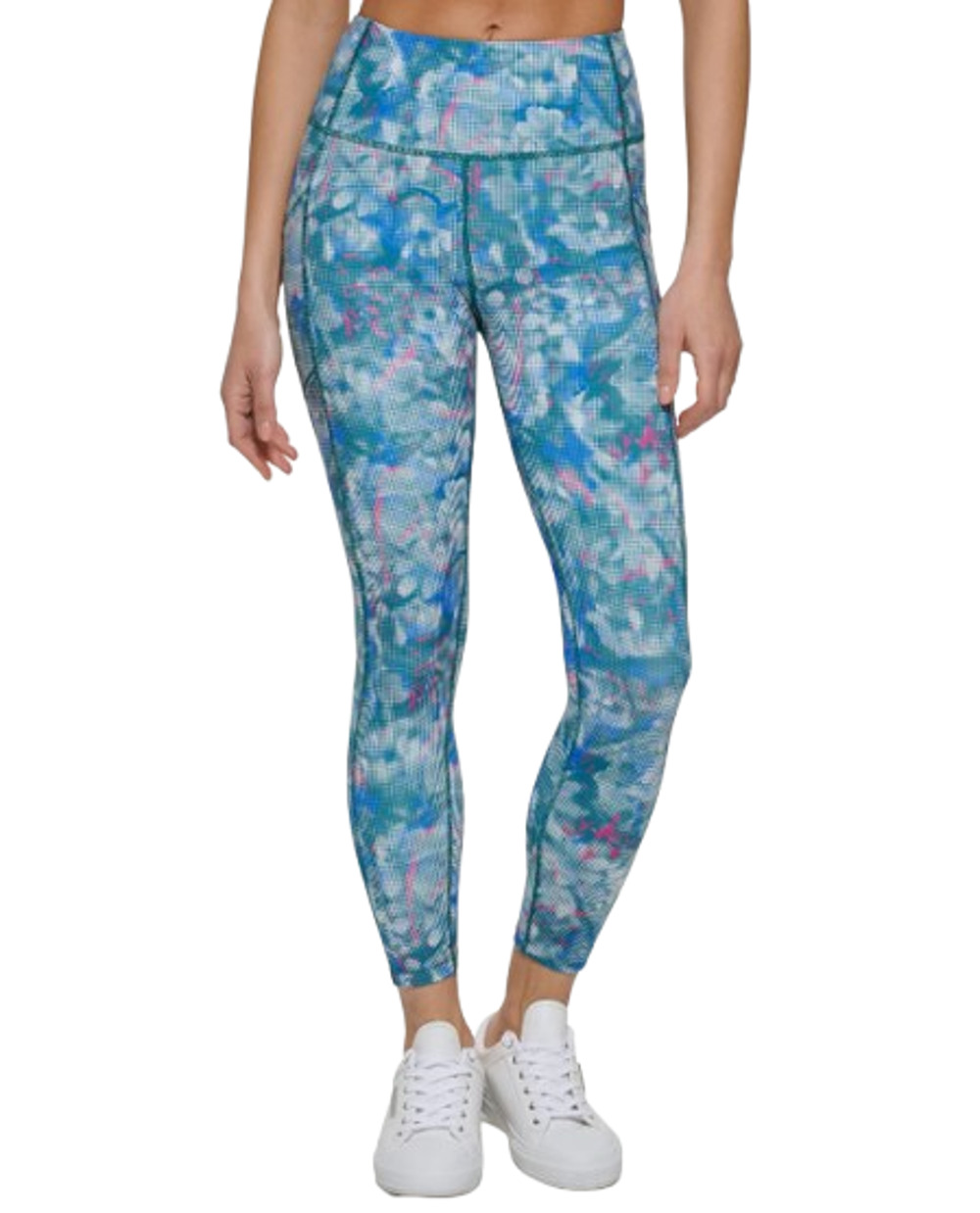 CALVIN KLEIN PERFORMANCE 7/8 Leggings Large Blue Pink Geometric Print NWT